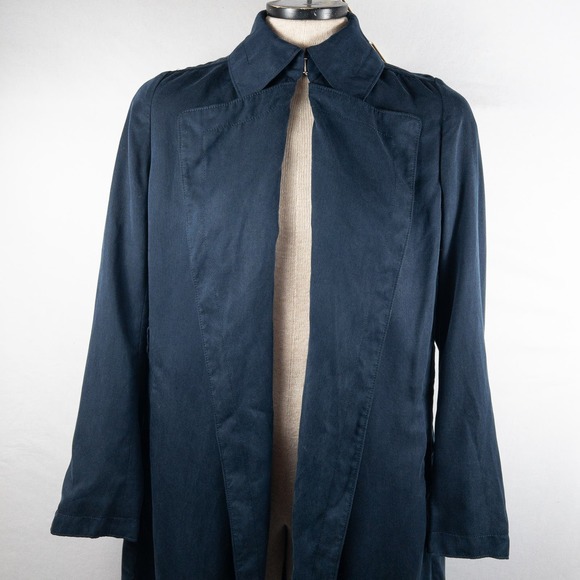 NWT Aritzia Babaton Maximo Pure Indigo Navy Blue Cape Jacket Trench Coat Small - Picture 6 of 9